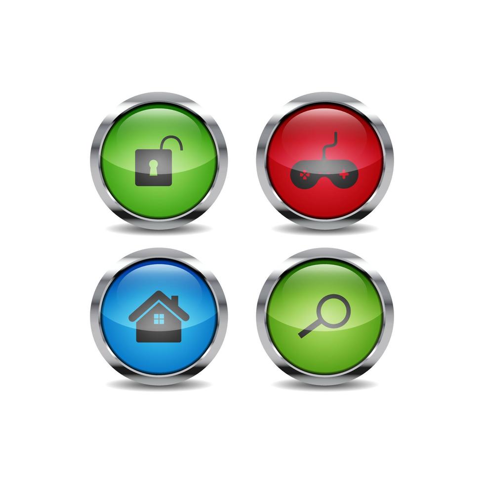 3d glänzendes ui-Kreis-Knopf-Stil-Vektor-Icon-Set-Design vektor