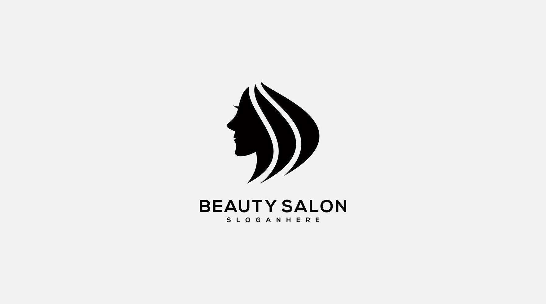 Schönheitssalon-Logo-Designvektor für das Gesicht einer natürlichen Schönheit vektor