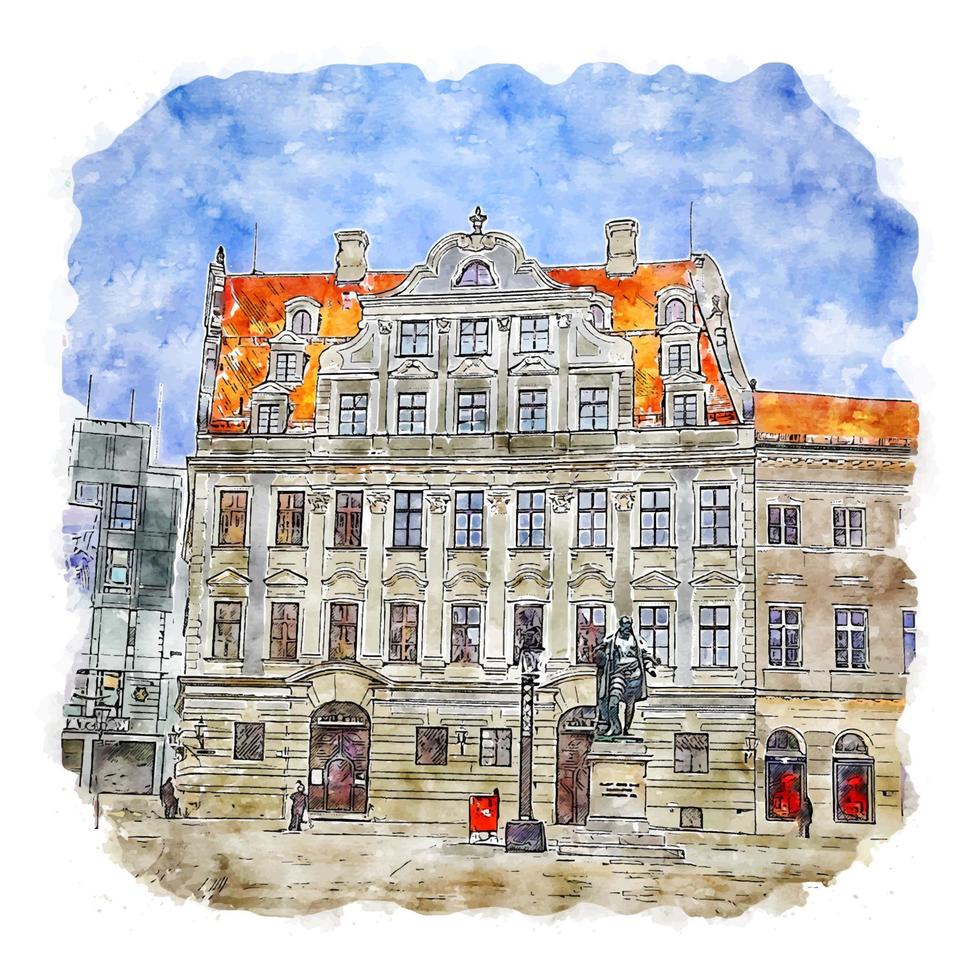 architektur deutschland aquarell skizze handgezeichnete illustration vektor