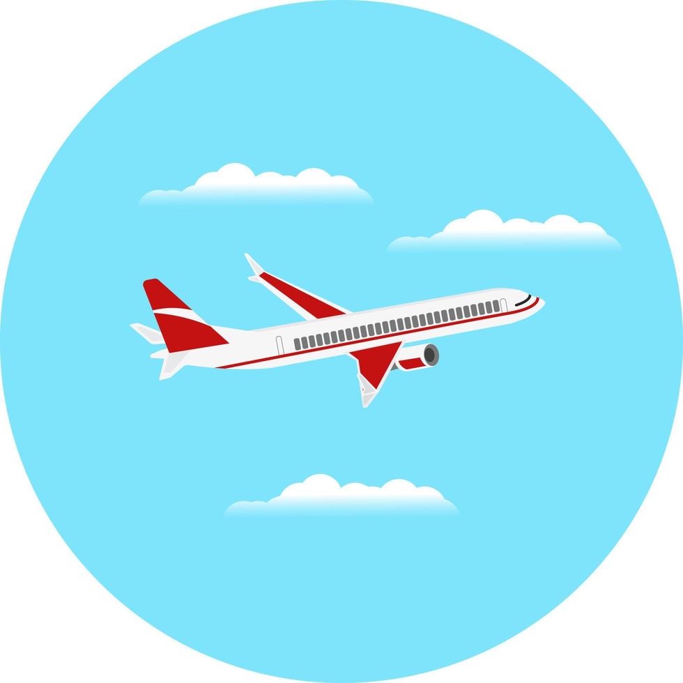 Flugzeug in der Luft, Illustration, Vektor auf weißem Hintergrund.