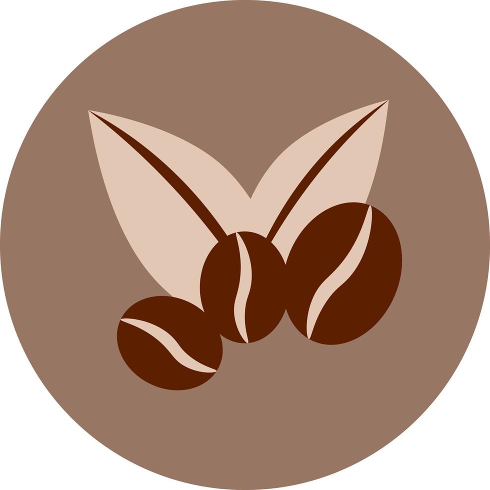 kaffe bönor med löv, illustration, på en vit bakgrund. vektor