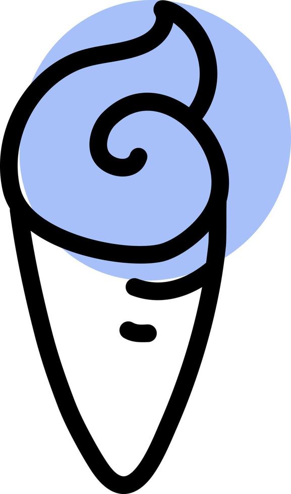 wirbelndes Eis in einem Kegel, Illustration, Vektor auf weißem Hintergrund