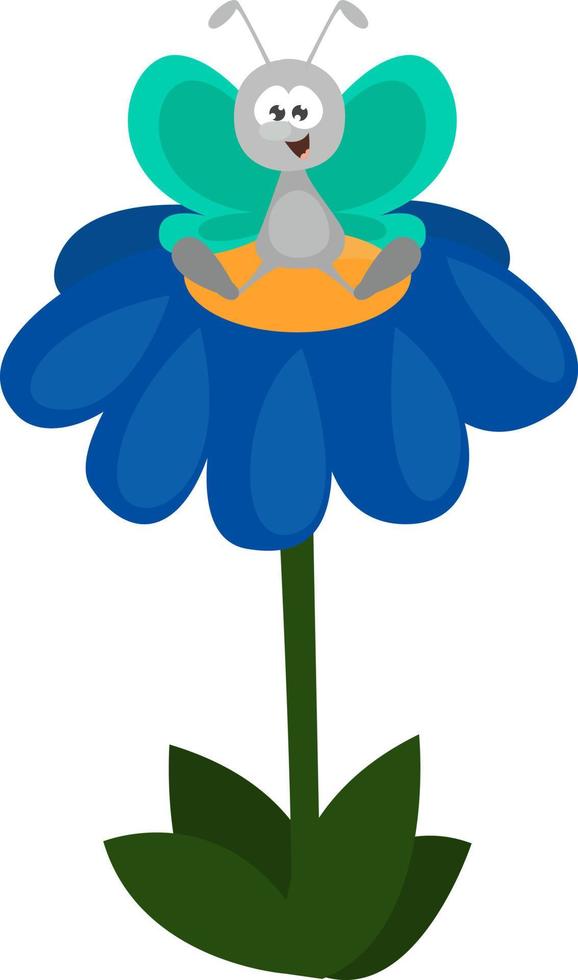 fjäril på en blomma, illustration, vektor på vit bakgrund