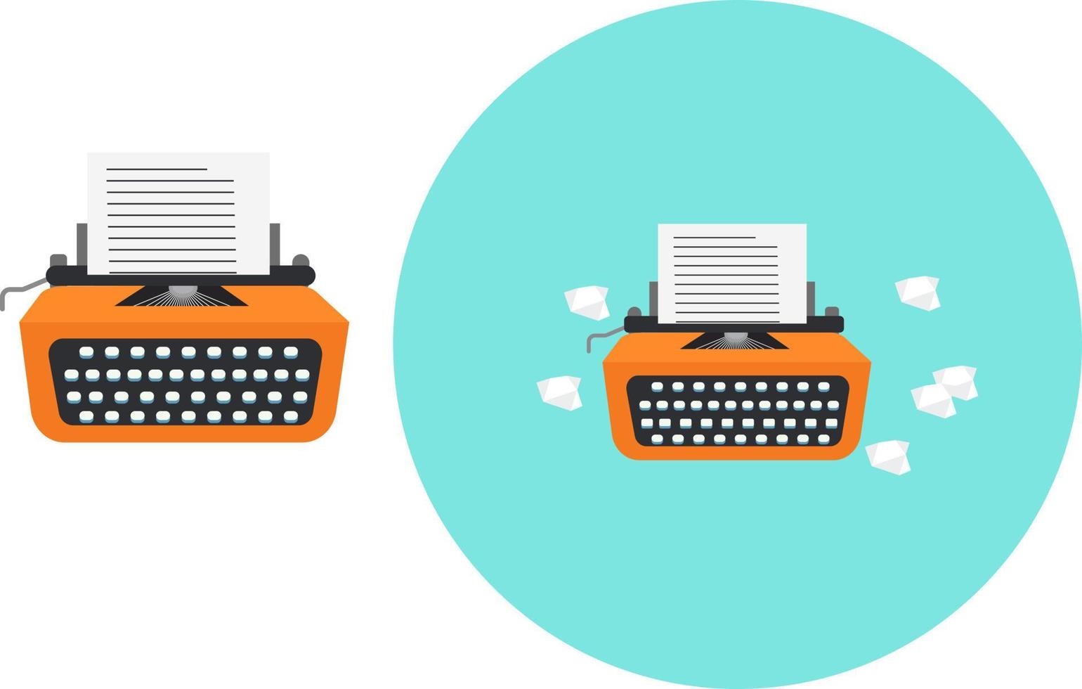 orange skrivmaskin ,illustration, vektor på vit bakgrund.