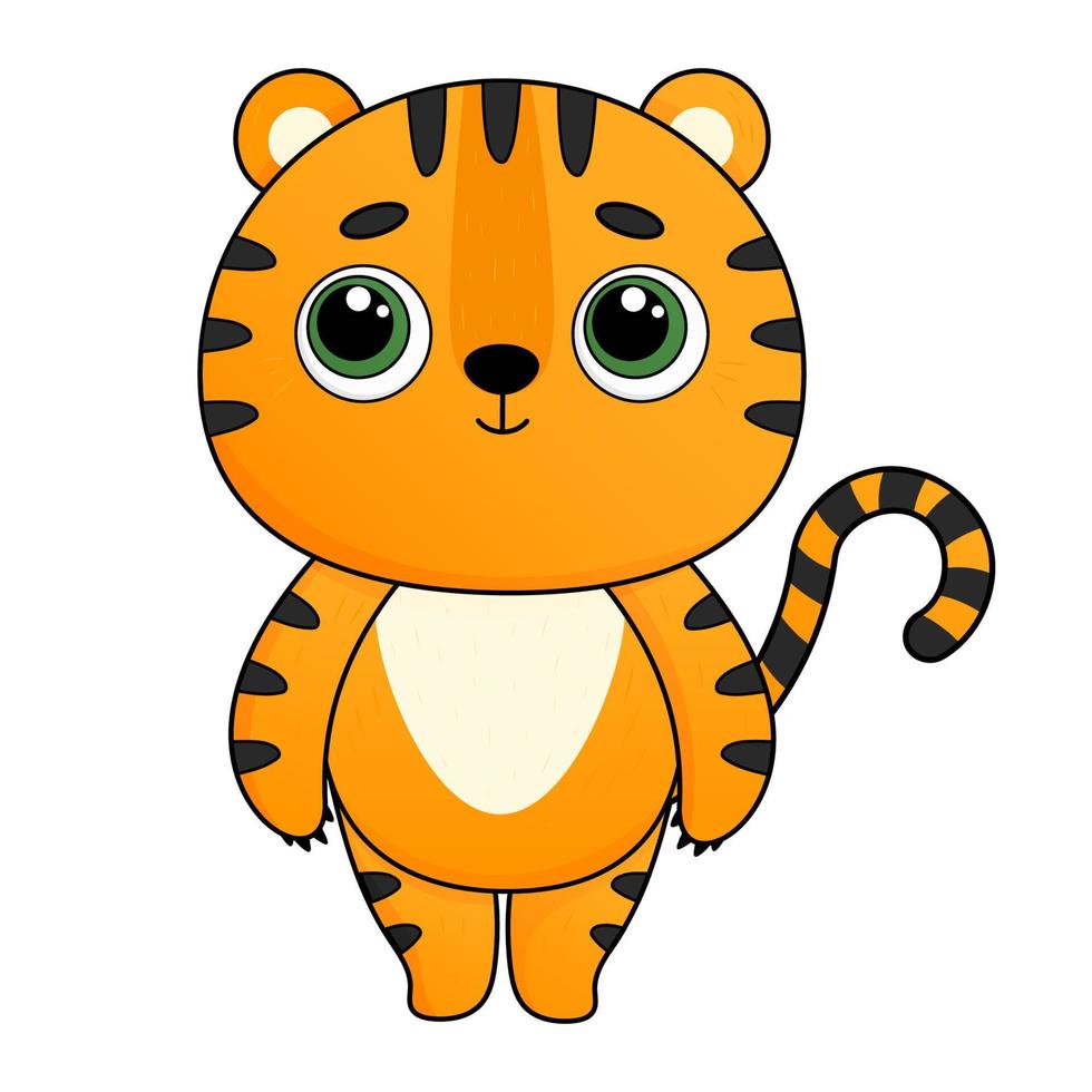tecknad serie tiger vektor illustration. söt djur- isolerat på vit bakgrund