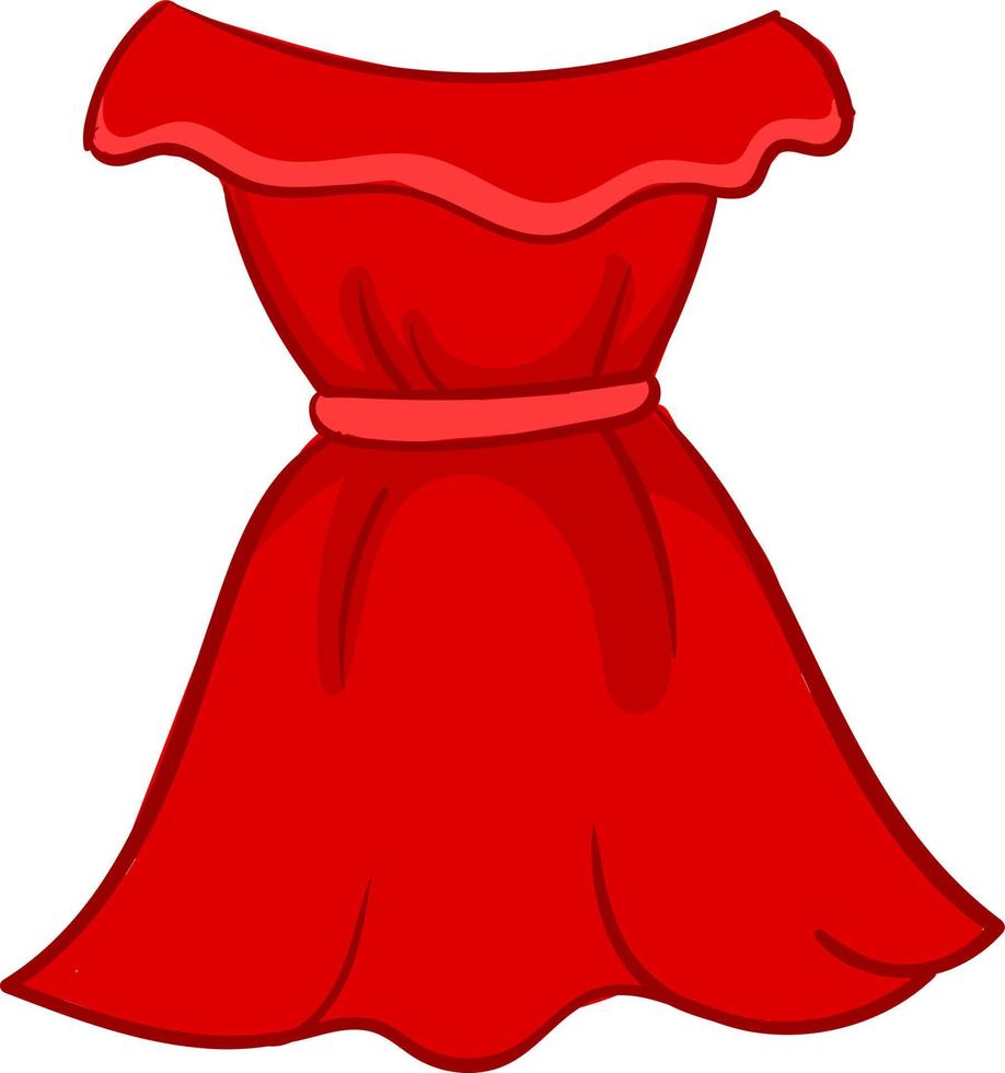 röd kvinnor klänning, illustration, vektor på vit bakgrund