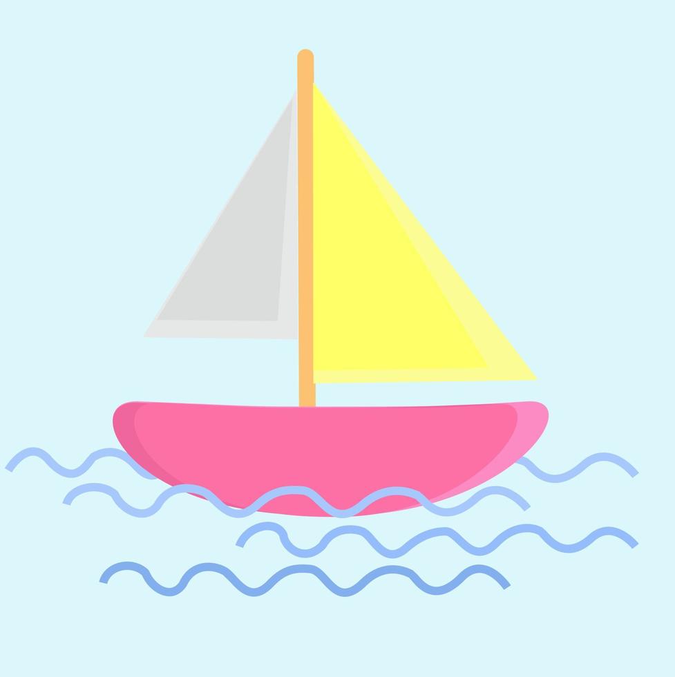 Boot auf dem Wasser, Illustration, Vektor auf weißem Hintergrund.