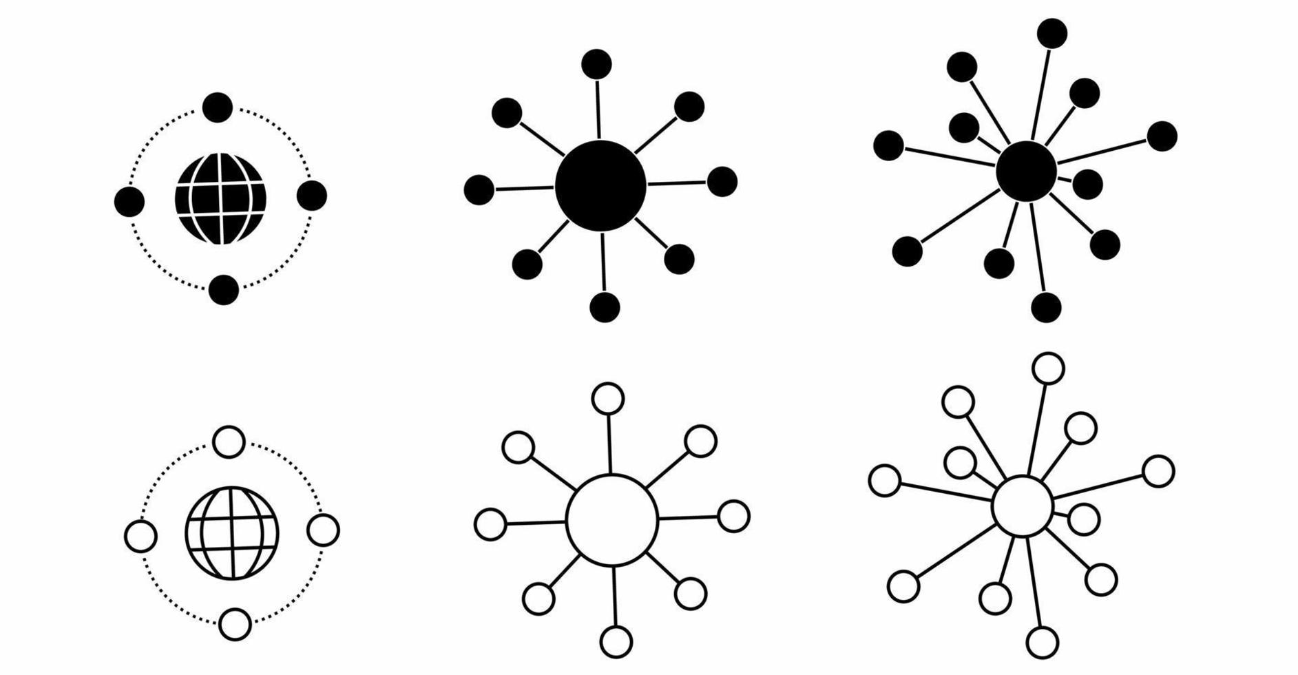 Symbolsatz für globales Netzwerk isoliert auf weißem Hintergrund vektor