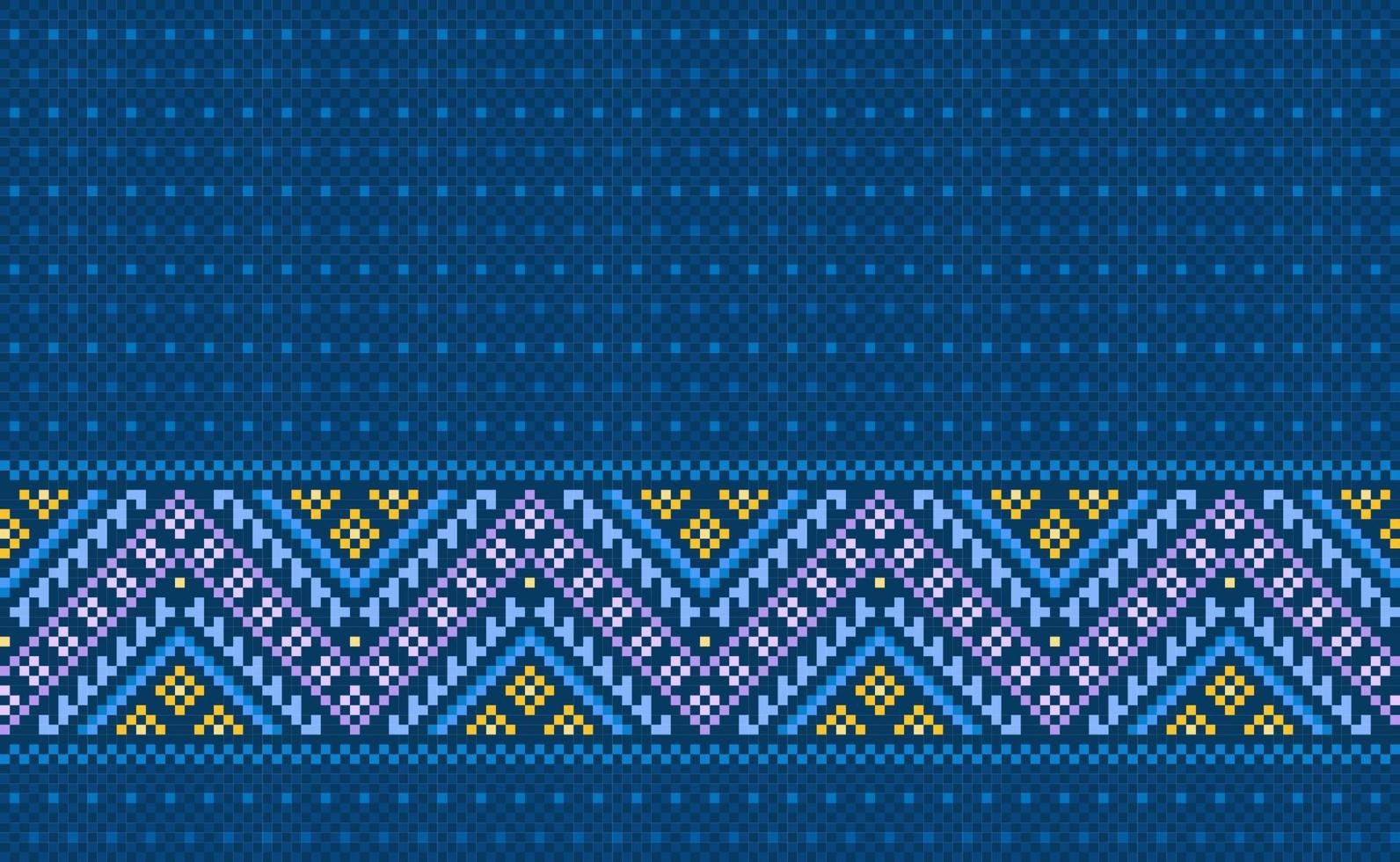 pixel etnisk mönster, vektor broderi jacquard bakgrund, geometrisk hantverk geometrisk stil