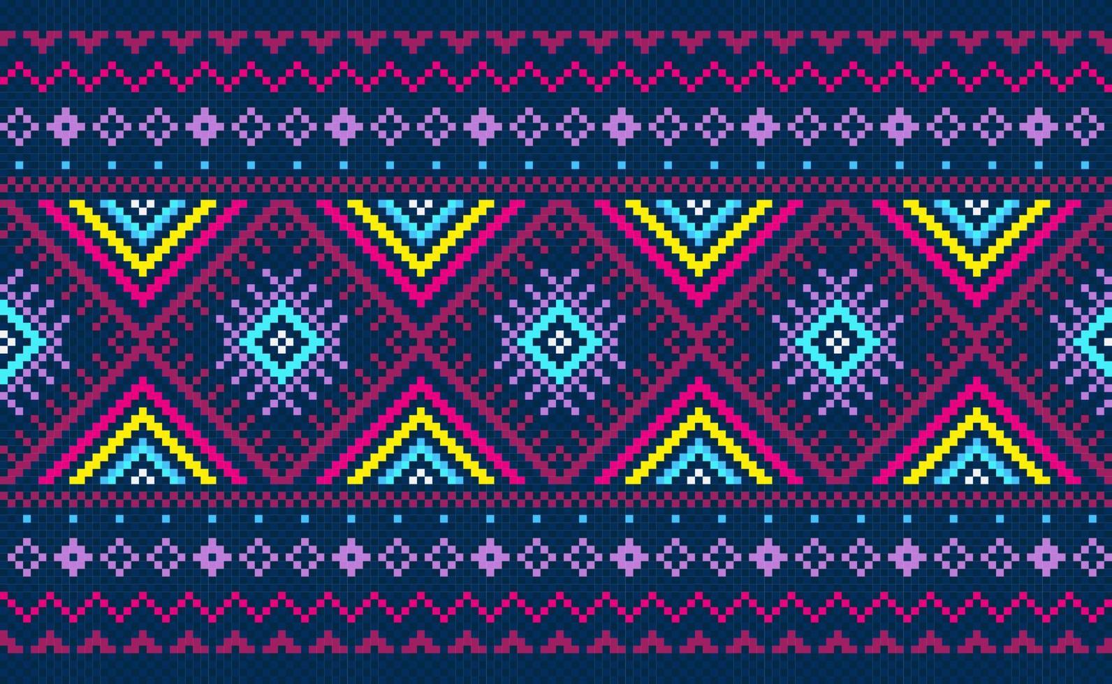 pixel broderi etnisk mönster, vektor geometrisk stickning bakgrund, rosa mönster dekorativ årgång