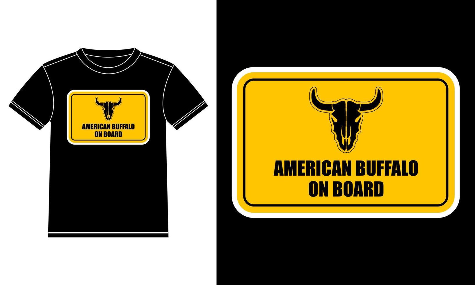 Aufkleber-T-Shirt-Design des amerikanischen Büffels an Bord vektor