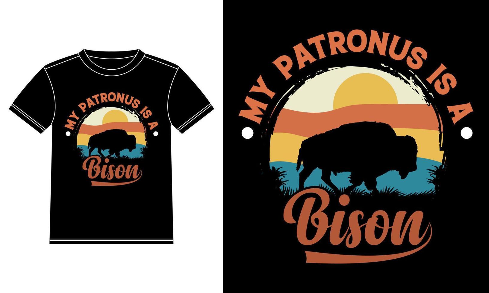 mein Patronus ist ein Vintager T-Shirt Entwurf des Bisons vektor