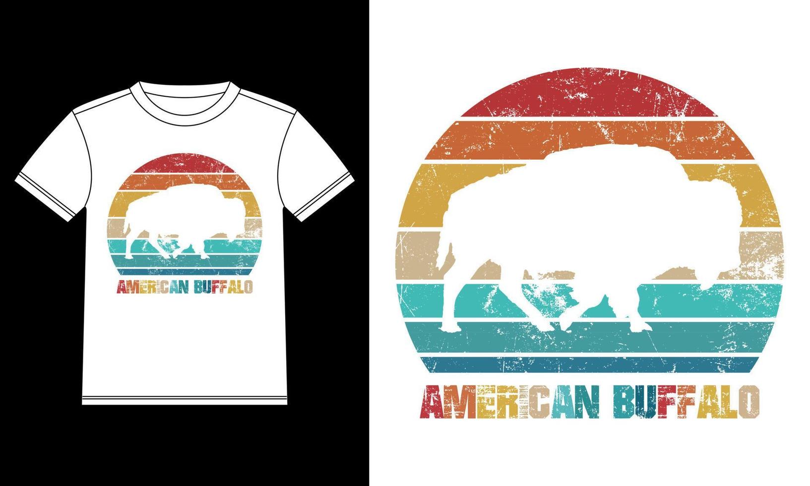 Vintager T - Shirt des amerikanischen Bisonsonnenuntergangs vektor