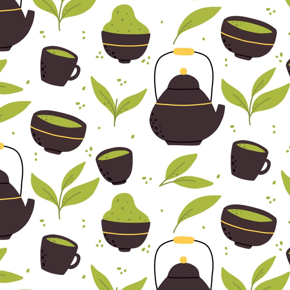 sömlös mönster med matcha. vektor illustration.pattern med grön te.