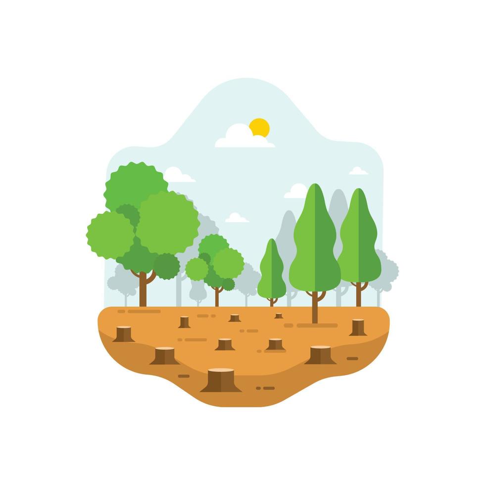 Entwaldung Erde Design Konzept Vektor Illustration