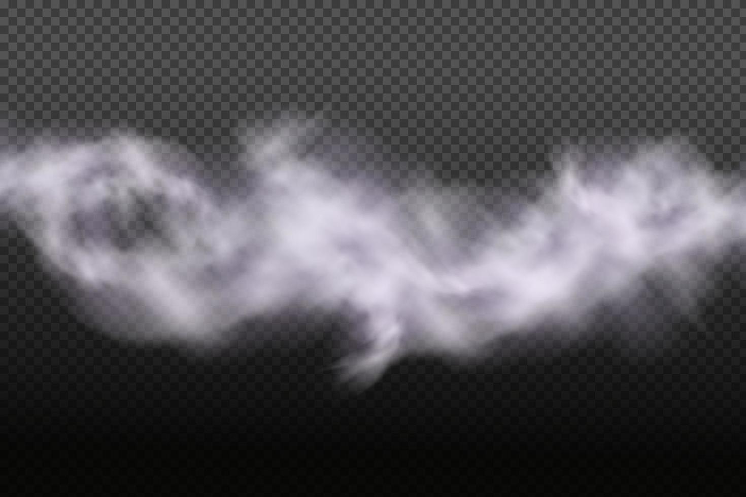 rauchringe.weiße vektortrübung, nebel oder rauch auf dunkelkariertem hintergrund.bewölkter himmel oder smog über der stadt.vektorillustration. vektor