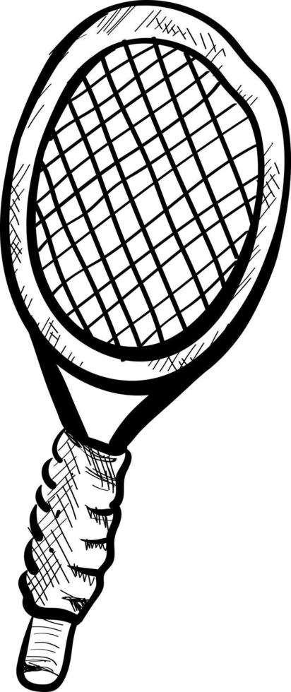 tennis racket teckning, illustration, vektor på vit bakgrund.