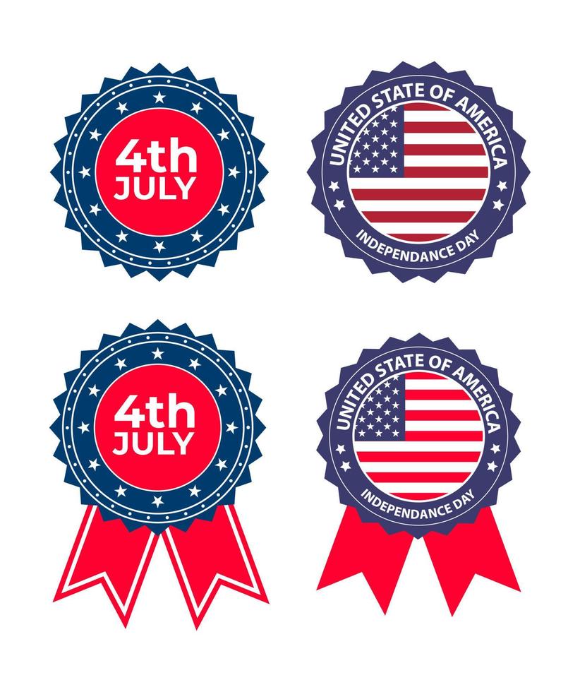 USA märken uppsättning, 4:e av juli de amerikan oberoende dag märken uppsättning. vektor