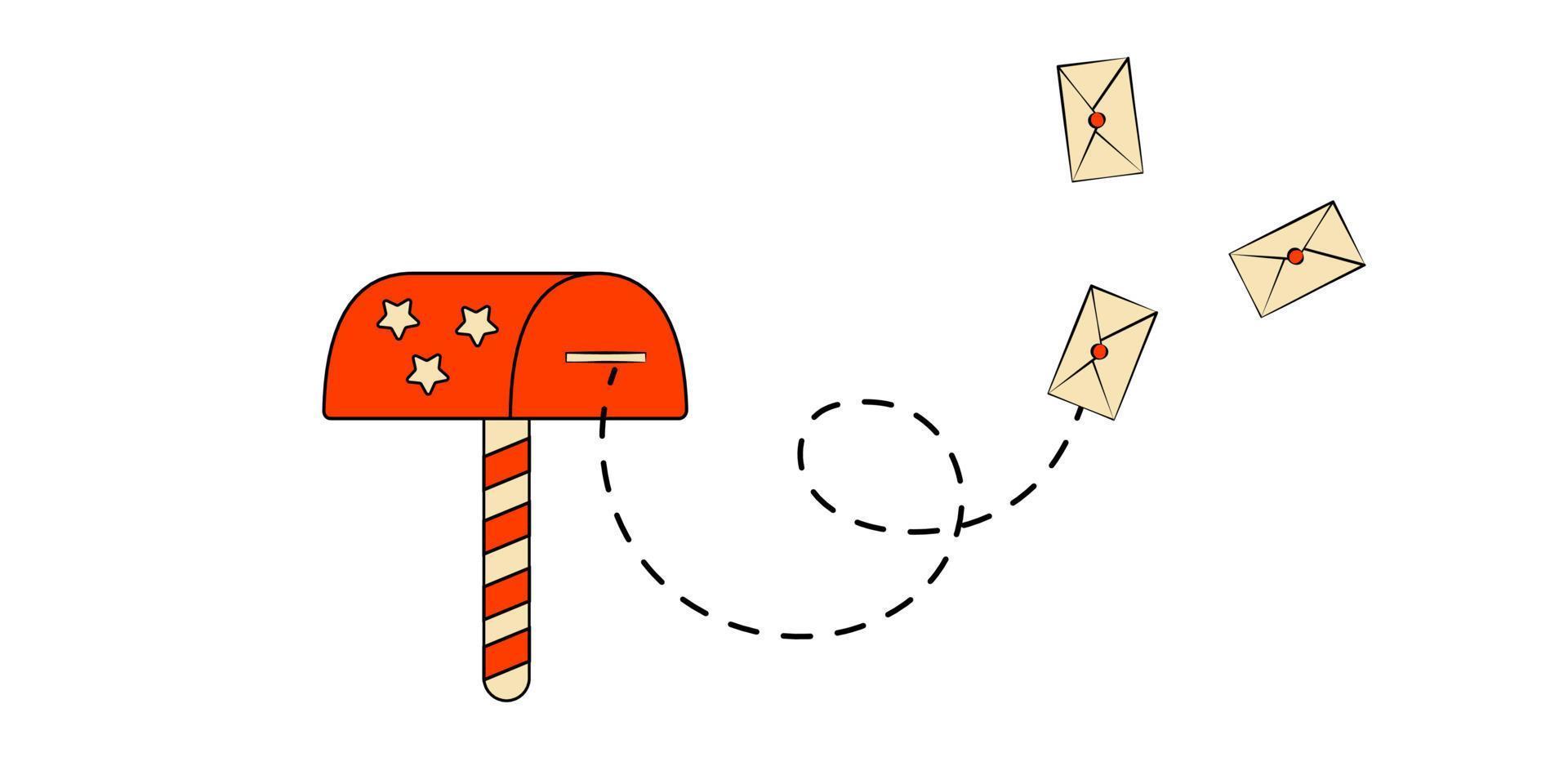 weihnachtspost brief an den weihnachtsmann briefe fliegen in den briefkasten vektor