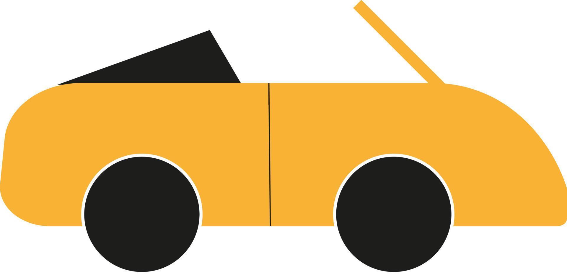 Gelbes Cabrio, Illustration, Vektor auf weißem Hintergrund.