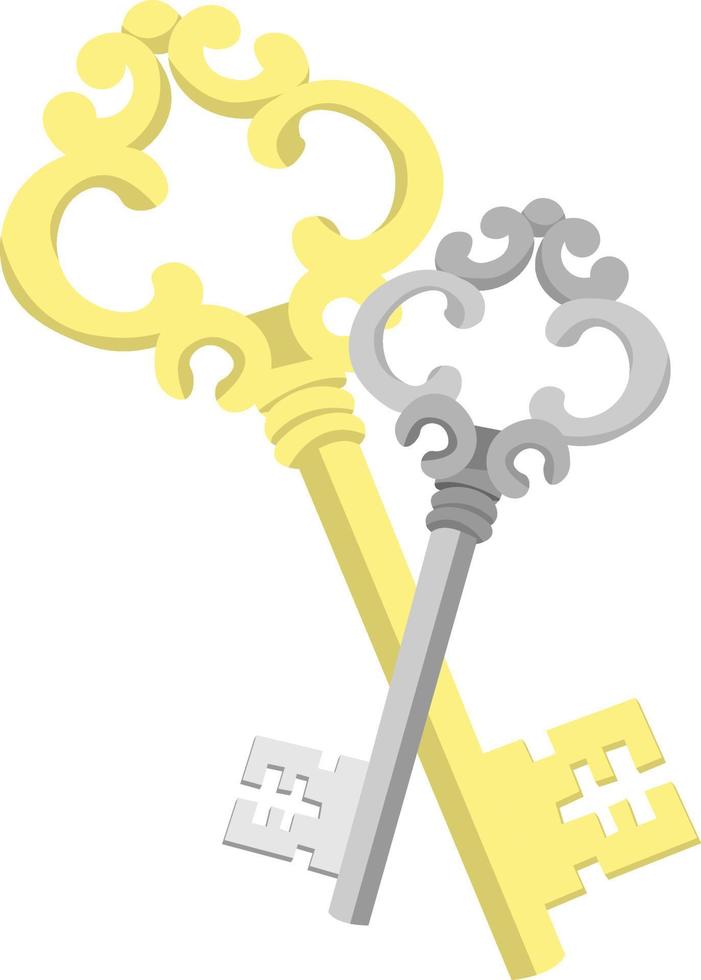 zwei Schlüssel, Illustration, Vektor auf weißem Hintergrund