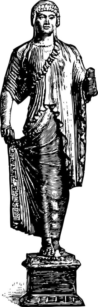 arkaistisk statyett i de imitation av grekisk arbete årgång gravyr. vektor