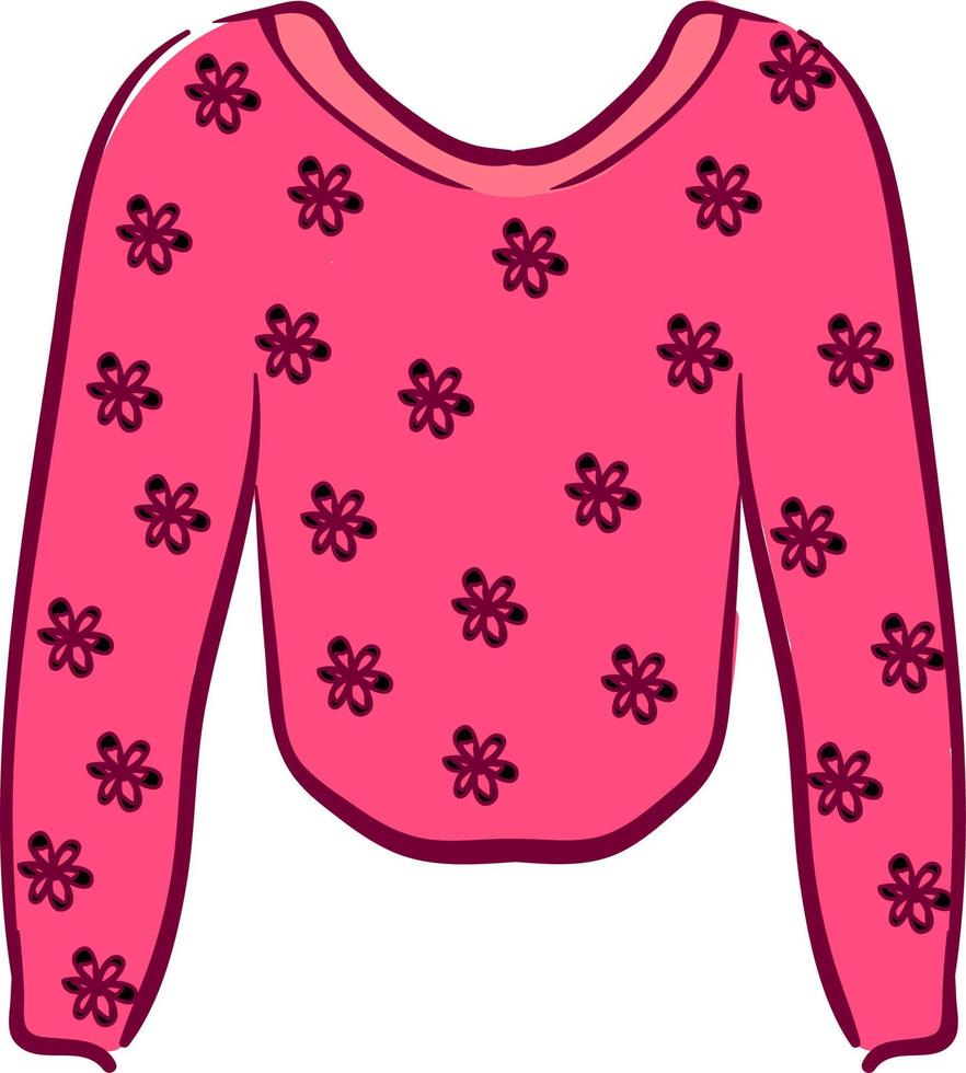 Rosa geblümter Pullover, Illustration, Vektor auf weißem Hintergrund.