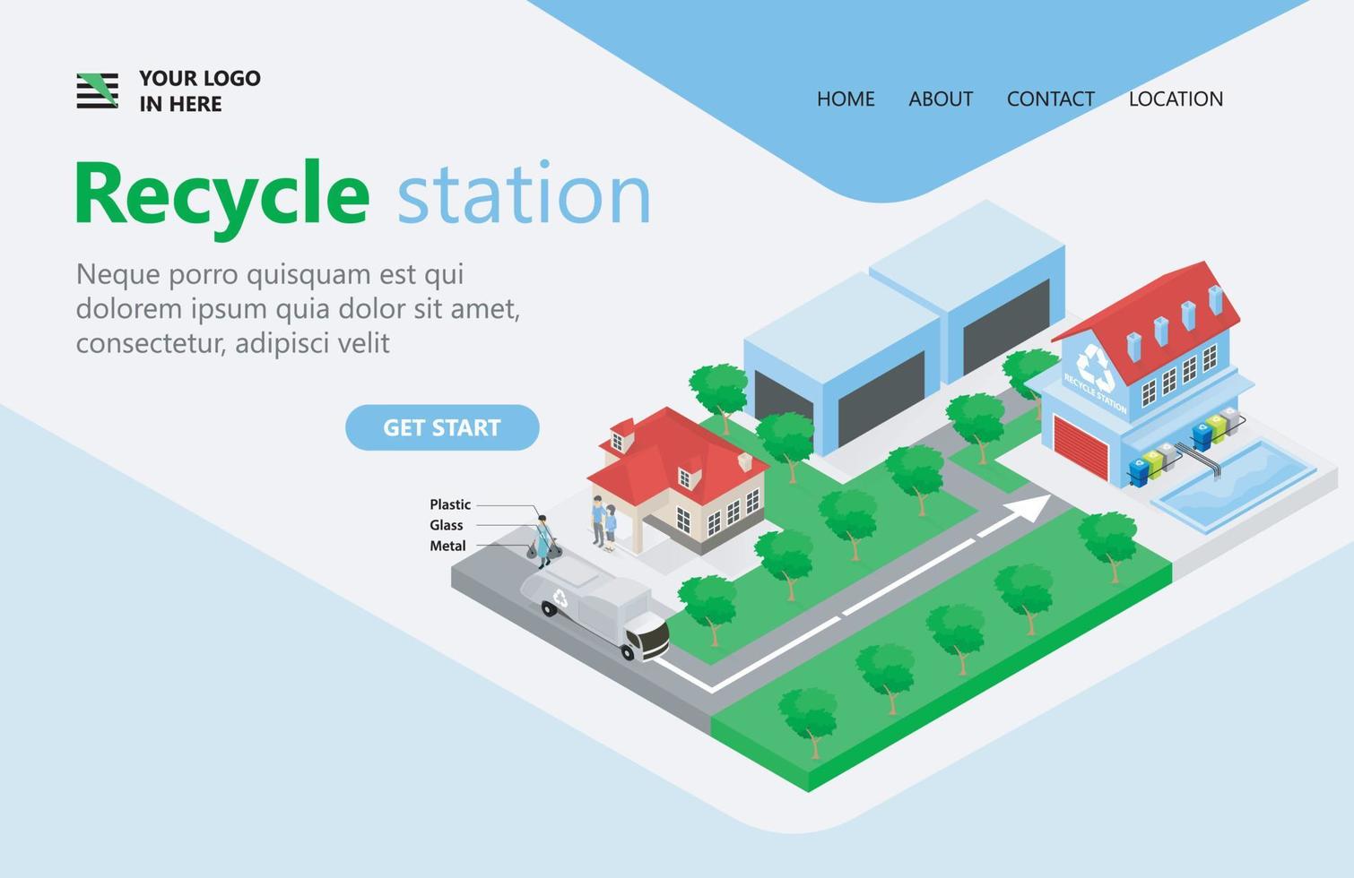 Illustration des Recyclings von organischen und nicht-organischen Abfällen, geeignet für Landingpages, Flyer, Infografiken und andere grafikbezogene Assets-Vektoren vektor