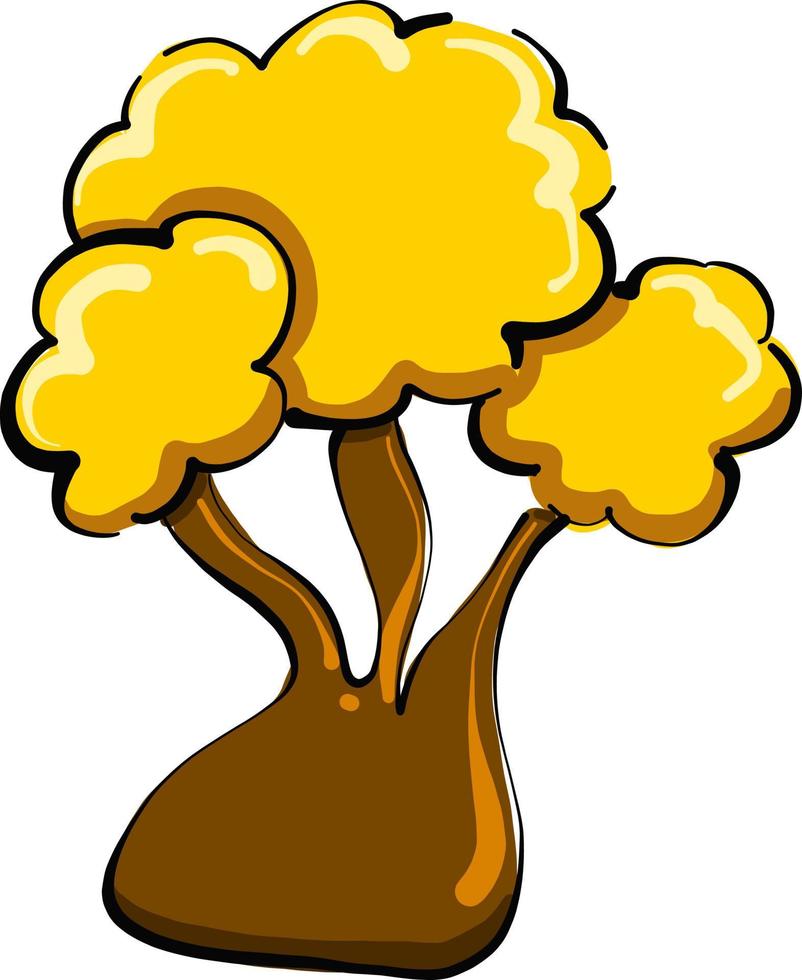 Gelber Baum, Illustration, Vektor auf weißem Hintergrund