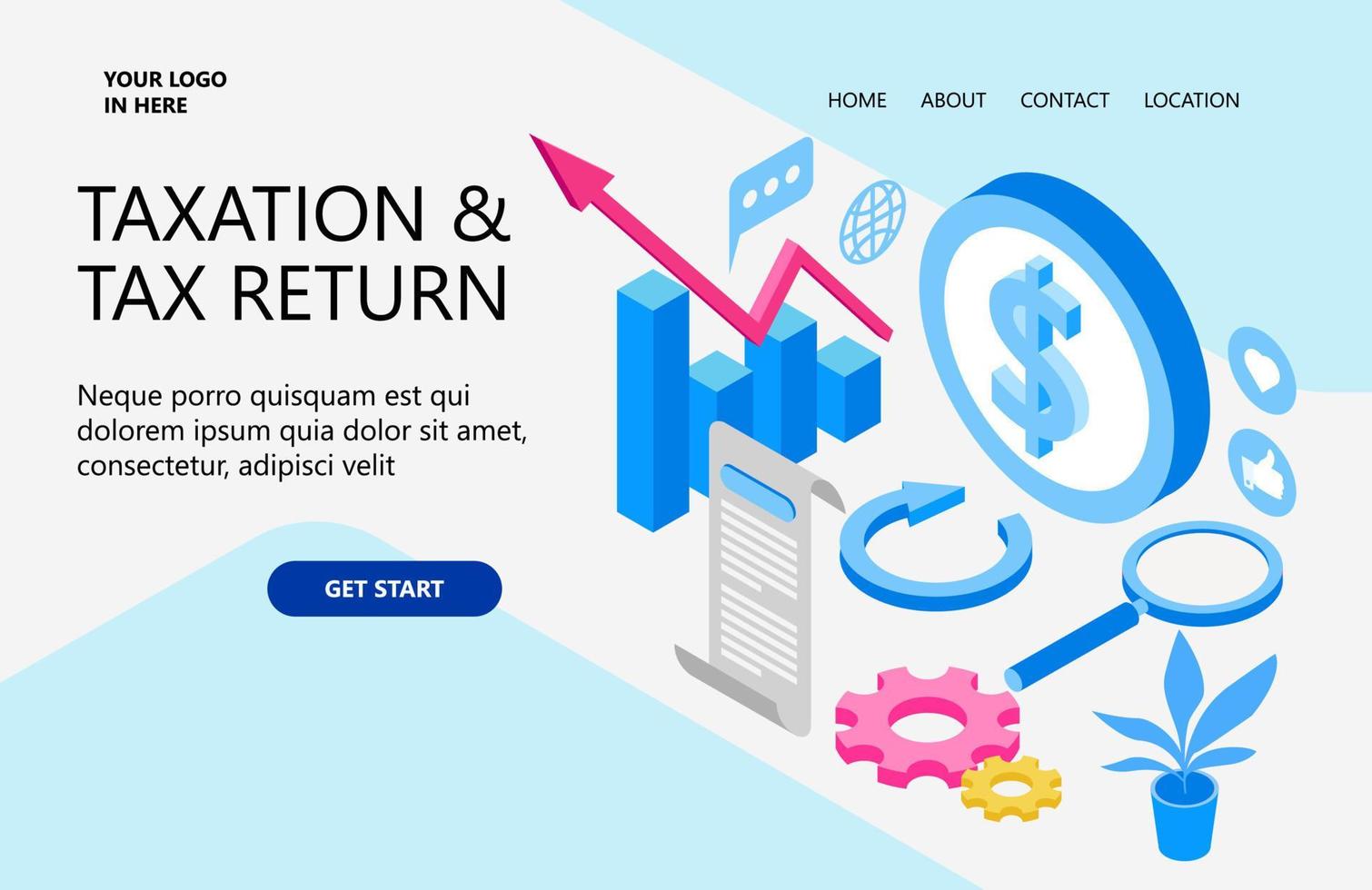 Landing Page mit Illustration des Geschäftsplans und Zeitplans im isometrischen Stil vektor