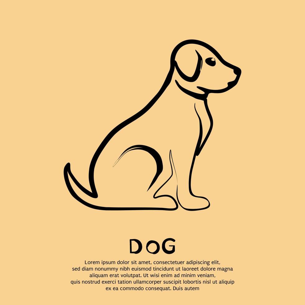 enkel linje teckning av en hund. vektor illustration