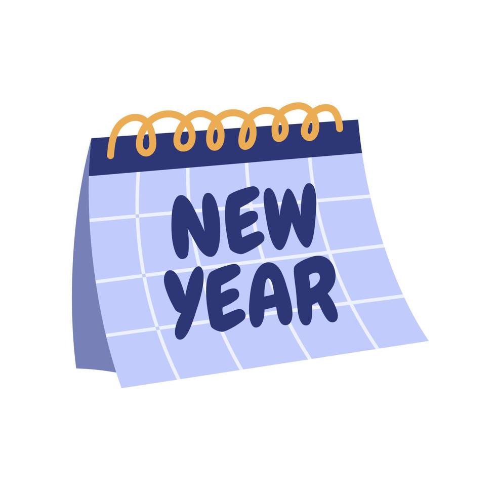 Lycklig ny år text på kontor kalender datum vektor illustration