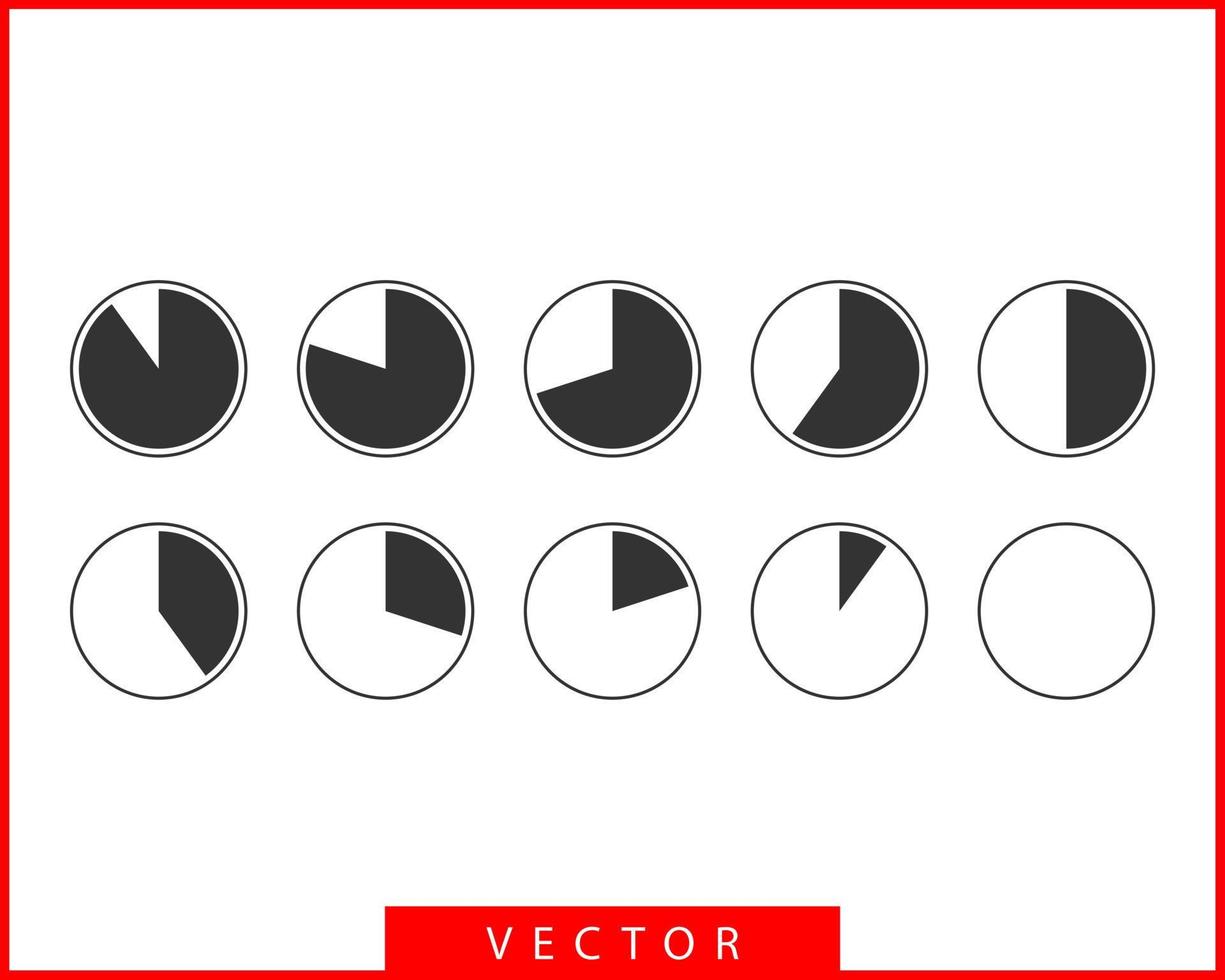 Symbole für Kreisdiagramme festlegen. Kreisdiagrammvektor. Sammlung Diagramme Grafiken Logo-Vorlage. flaches Design. vektor