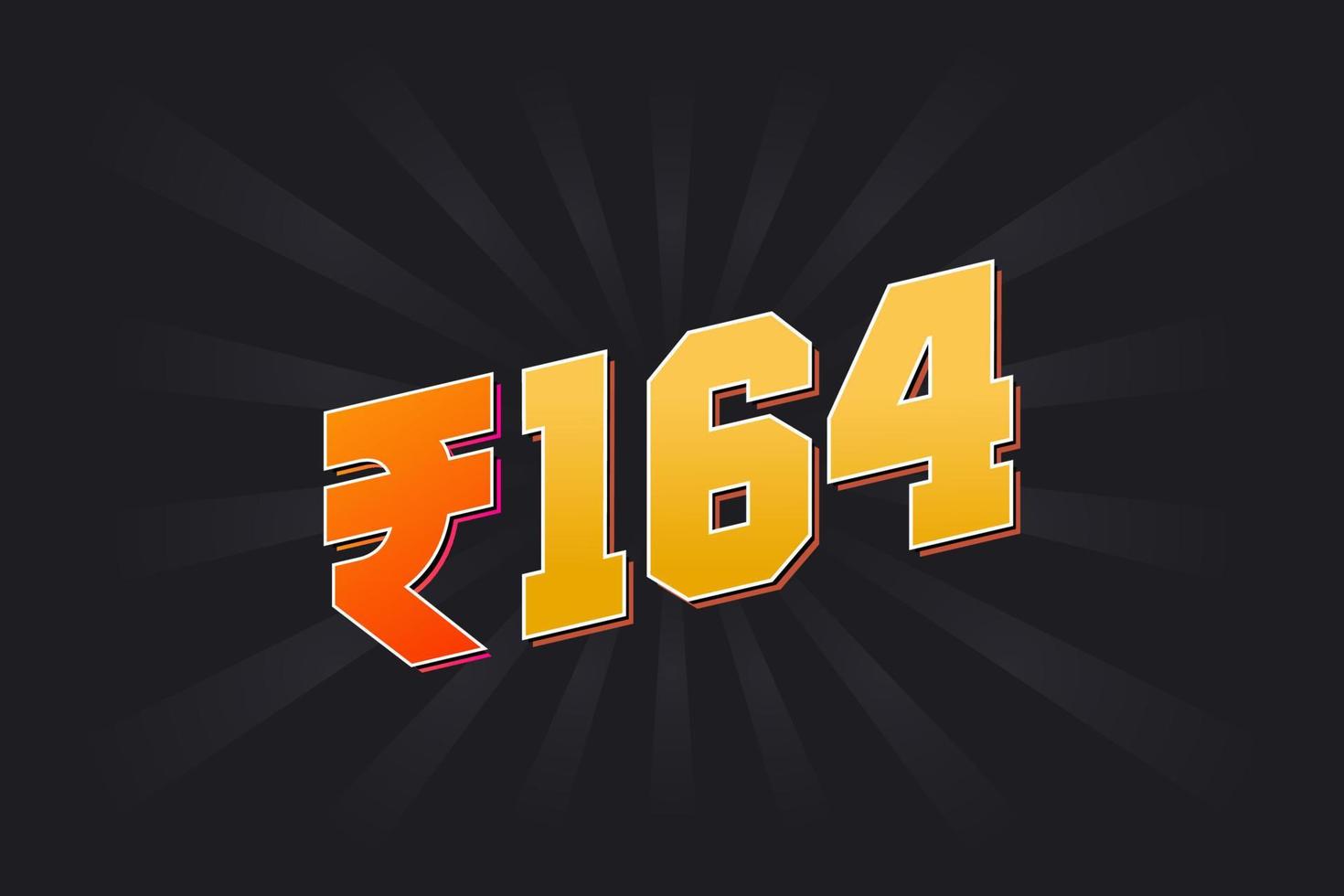164 indisk rupee vektor valuta bild. 164 rupee symbol djärv text vektor illustration