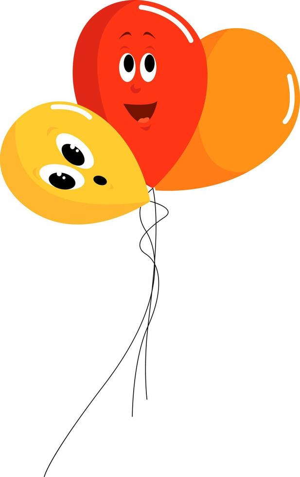 fröhliche Luftballons, Illustration, Vektor auf weißem Hintergrund.