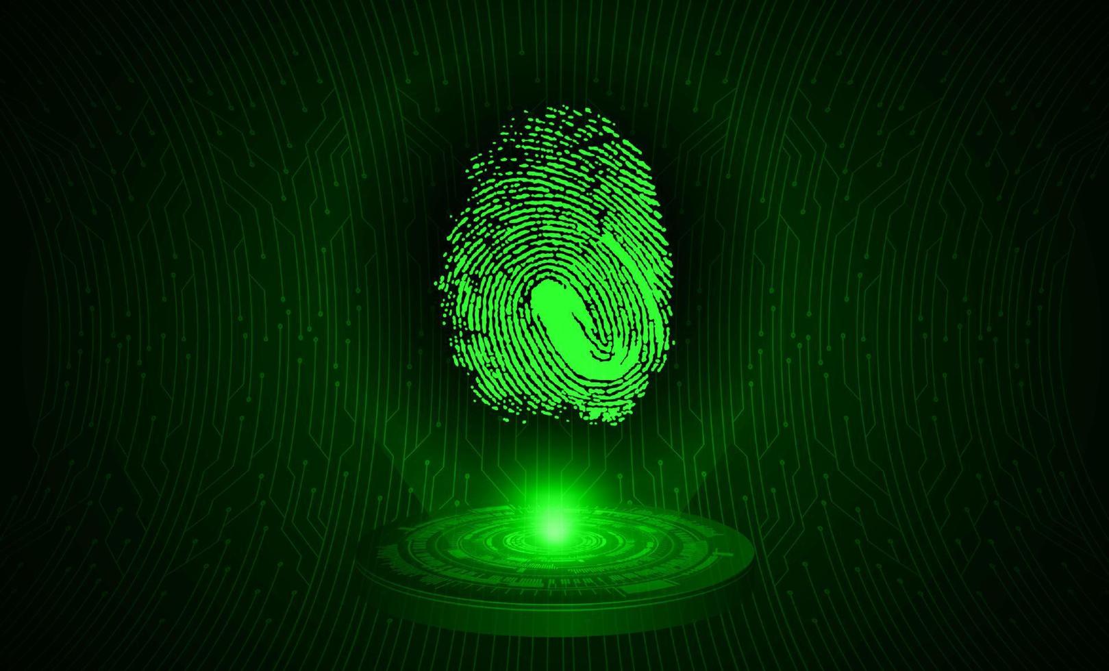 moderner holografischer cybersicherheitshintergrund mit fingerabdruck vektor