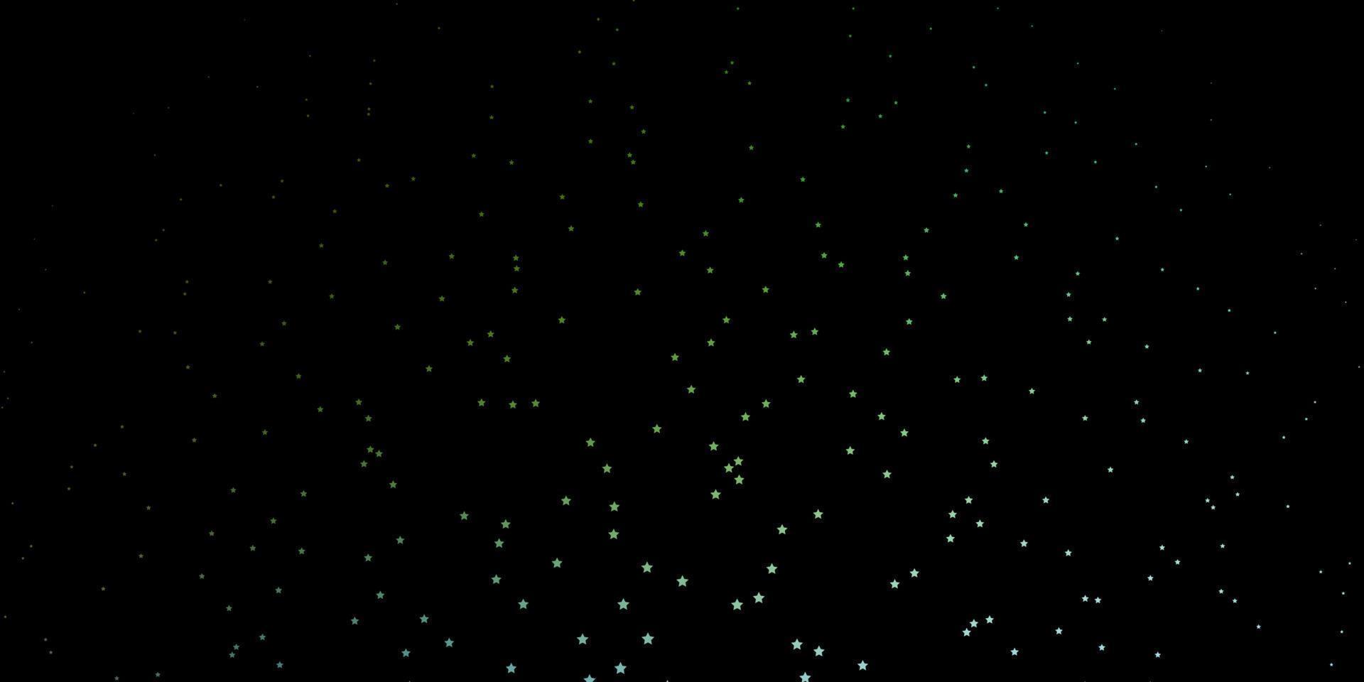 dunkelblauer, grüner Vektorhintergrund mit bunten Sternen. vektor