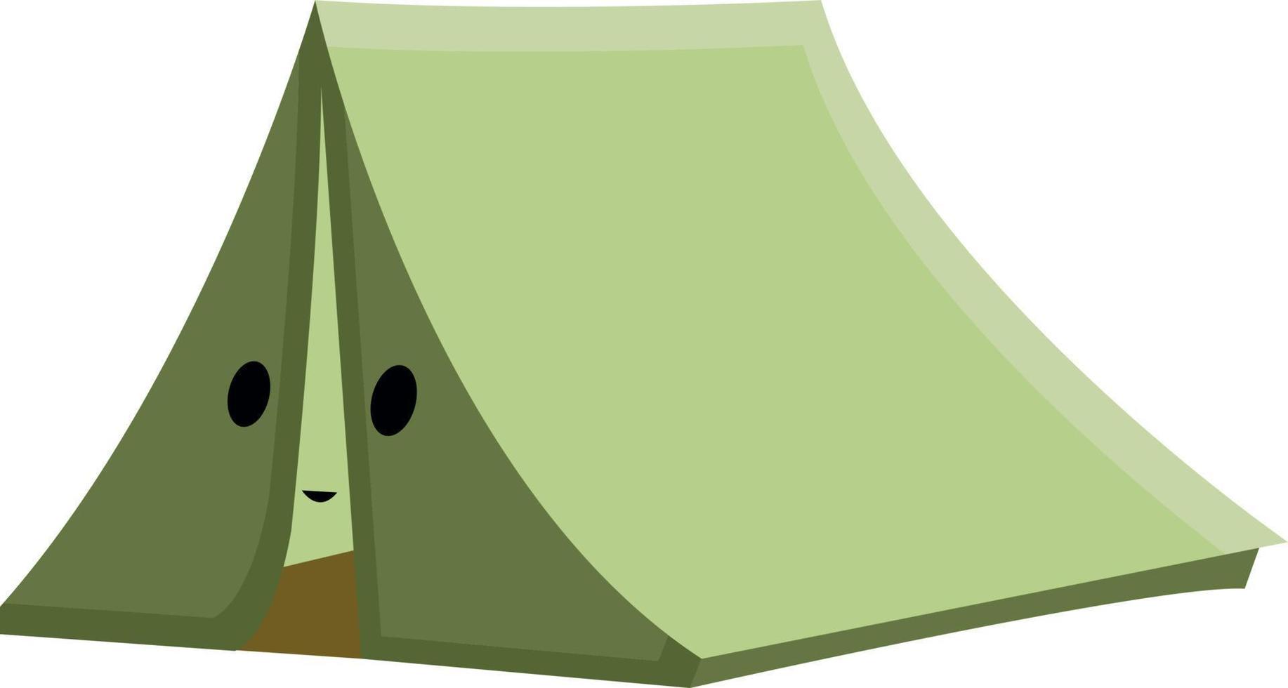 Grünes Zelt, Illustration, Vektor auf weißem Hintergrund.