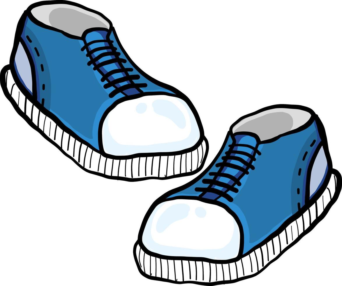 blå sneakers, illustration, vektor på vit bakgrund