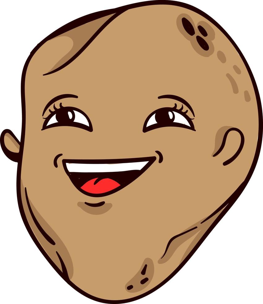 skrattande potatis, illustration, vektor på en vit bakgrund.