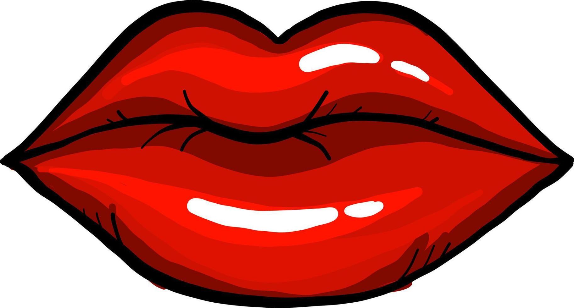 rote Lippen, Illustration, Vektor auf weißem Hintergrund.