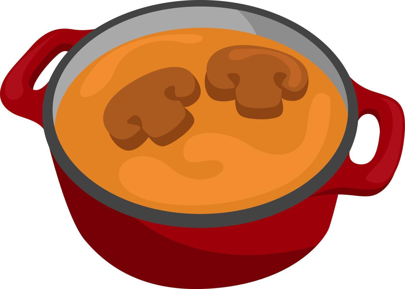 Pilzsuppe, Illustration, Vektor auf weißem Hintergrund