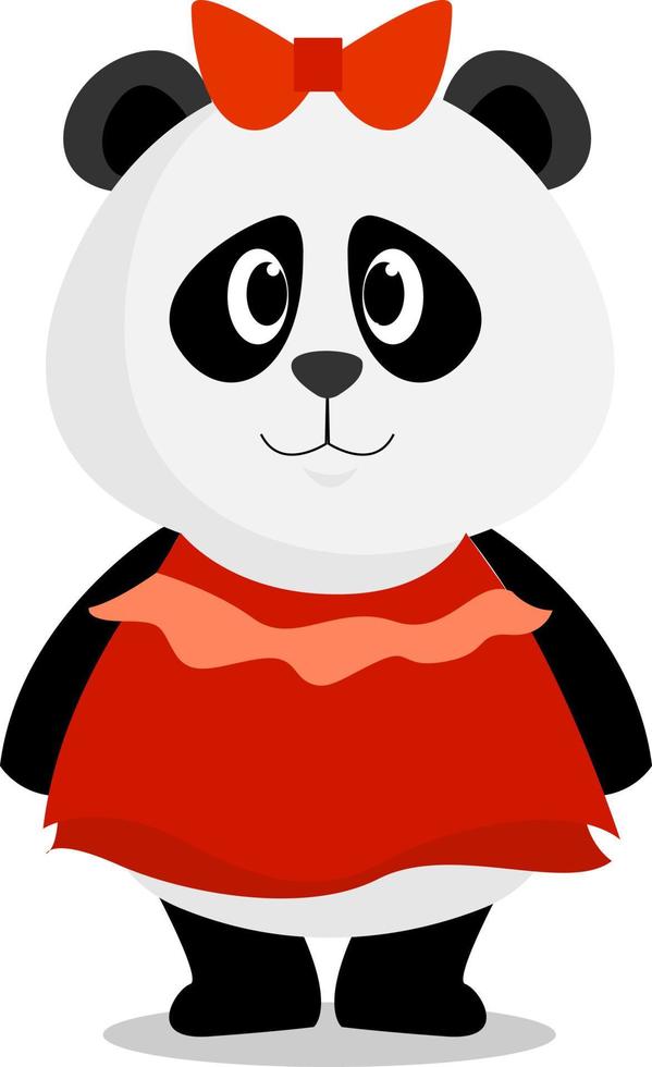 flicka panda, illustration, vektor på vit bakgrund.