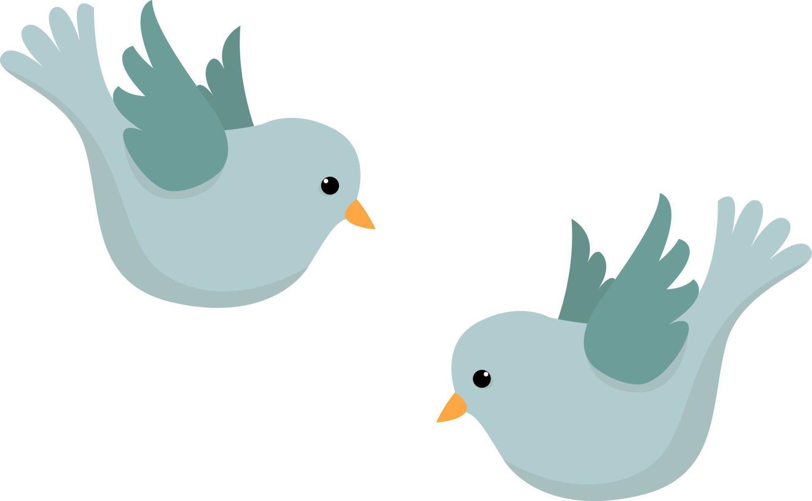 blaue Vögel, Illustration, Vektor auf weißem Hintergrund.