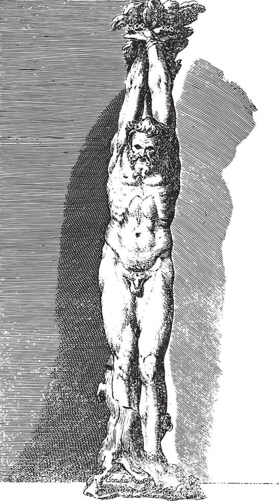skulptur av marsyas, anonym, 1584 , årgång illustration. vektor