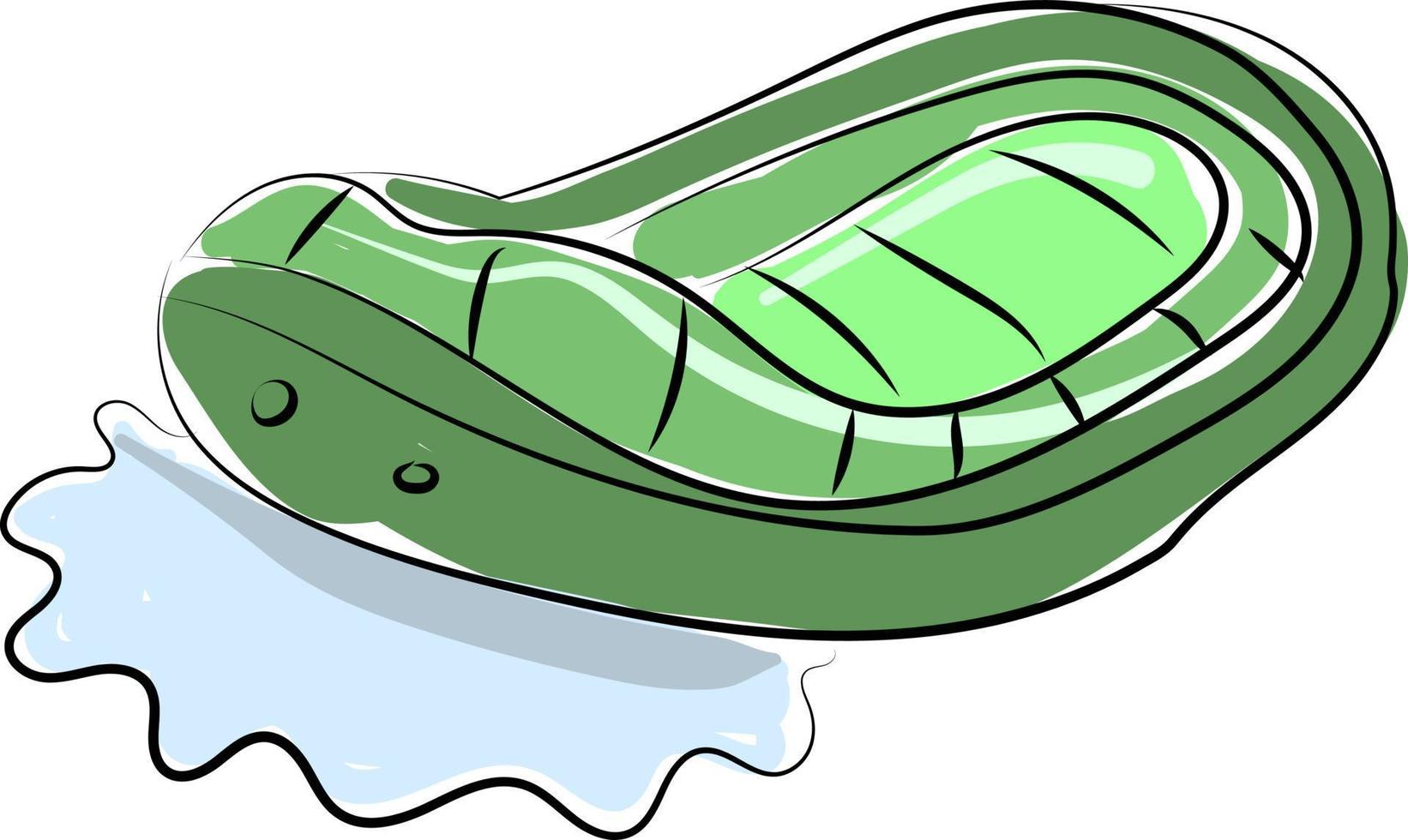 grünes Boot, Illustration, Vektor auf weißem Hintergrund.