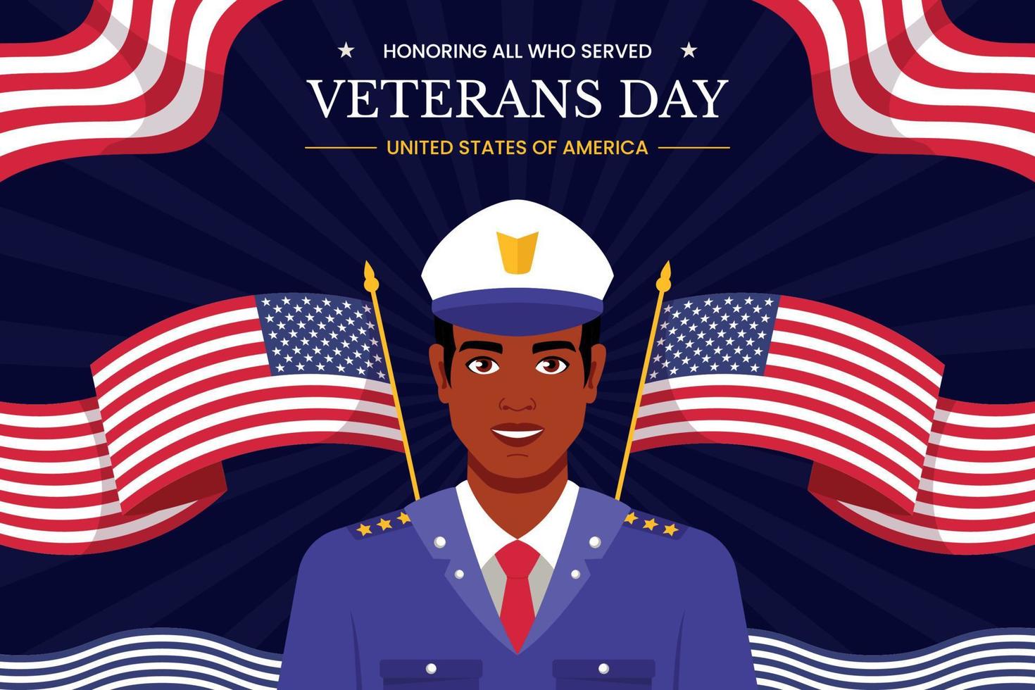 flache veteranen-tagesvektorillustration. patriotischer feiertag am 11. november hintergrund. vektor