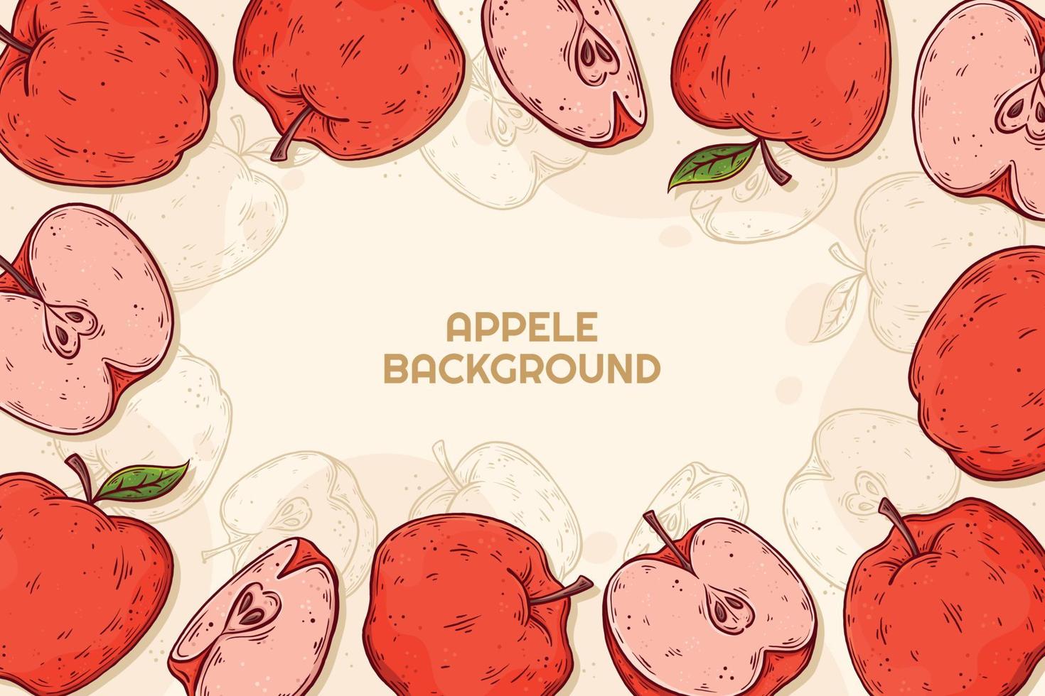 hand dragen äpple bakgrund. färsk frukt vektor illustration.