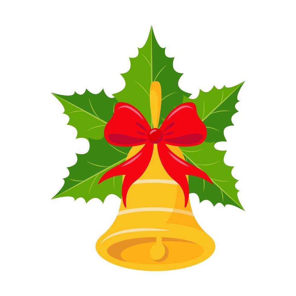 gyllene klocka för jul. traditionell dekor för jul träd och Hem. vektor illustration.3