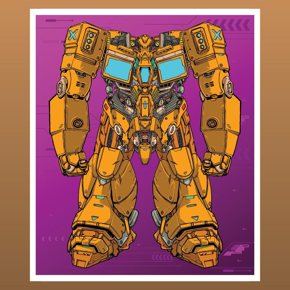 Premium-Vektor-Top-Gunpla-Gundam-Mecha-Roboter, gebaut von Kopf-Arm-Körper-Bein-Waffe-Illustration vektor